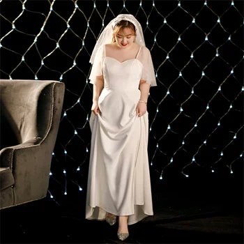 атлас роскошное свадебное платье для невесты большой размер короткие свадебные платья 2024 свадебные платья 2023 прополка платье женщины2023 плюс