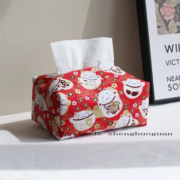 японский стиль Винтажный прямоугольник ткань с принтом шаблон салфетки коробка держатель льняная бумага для дома кухонный стол фестивальное украшение