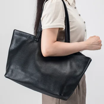 Новая мягкая сумка из натуральной кожи Классические всематчевые женские сумки-тоут Сумка на плечо Shopper большой емкости Дорожные карманы Кошелек