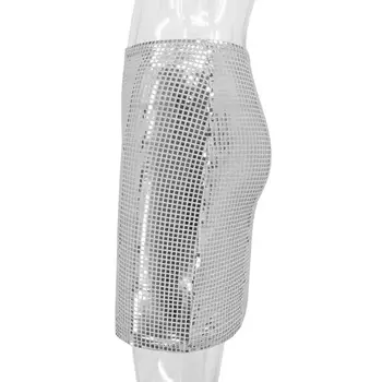 Женская юбка с высокой талией Сверкающие блестки Мини-юбка для женщин Коктейльная клубная одежда с высокой талией