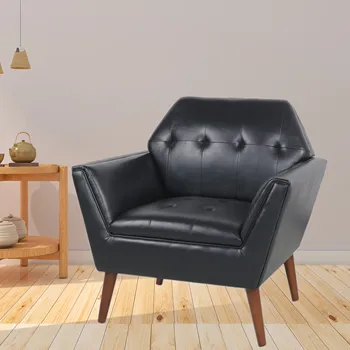 Мебель для гостиной 32 дюйма шириной 32 дюйма Черный акцентный стул из полиуретана для гостиной