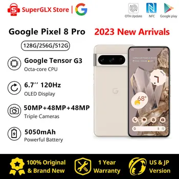 Оригинальный Google Pixel 8 Pro 5G Google Tensor G3 12 ГБ 128 ГБ 6,7 дюйма NFC Восьмиядерный Android 14 IP68 пыле- и водостойкие 50-мегапиксельные камеры