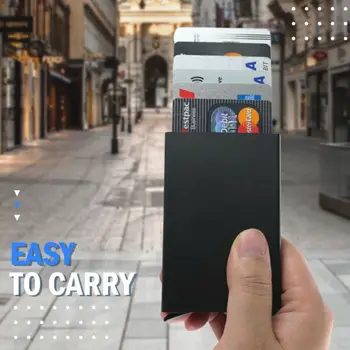  Тонкий алюминиевый кошелек с задней сумкой Кошелек Держатель кредитной карты RFID Автоматическое всплывающее окно