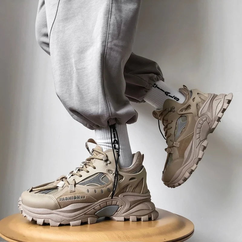 Мужские кроссовки на платформе Модные сетчатые дышащие туфли на шнуровке Массивная обувь Кроссовки Модная спортивная обувь для папы Zapatillas Hombre 2023