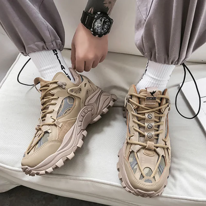 Мужские кроссовки на платформе Модные сетчатые дышащие туфли на шнуровке Массивная обувь Кроссовки Модная спортивная обувь для папы Zapatillas Hombre 2023