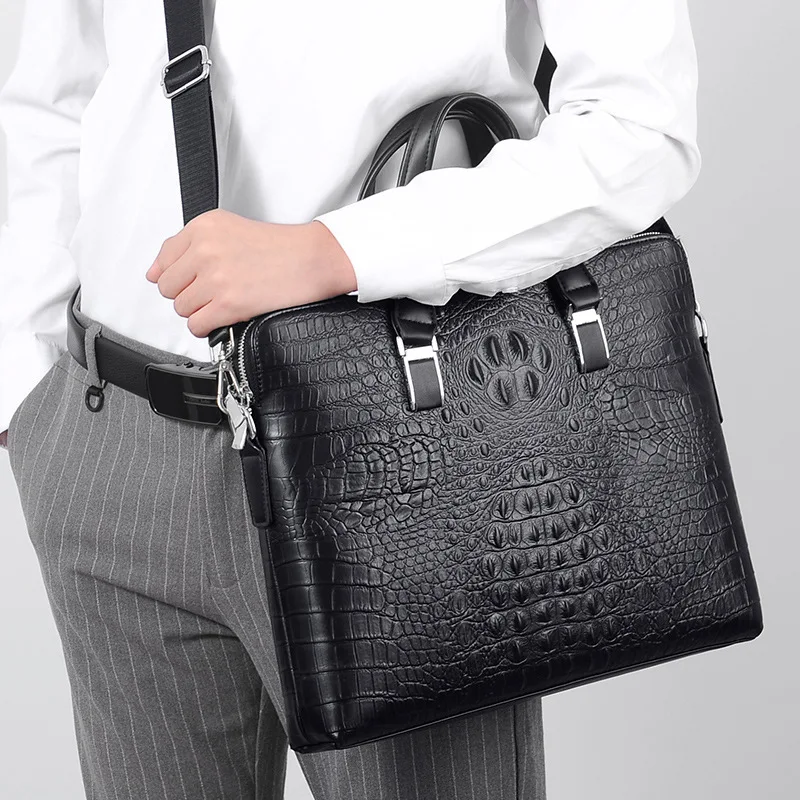 Деловой мужской портфель Сумка из кожи аллигатора рабочая 14-дюймовая сумка для ноутбука мужские сумки-мессенджеры 2023