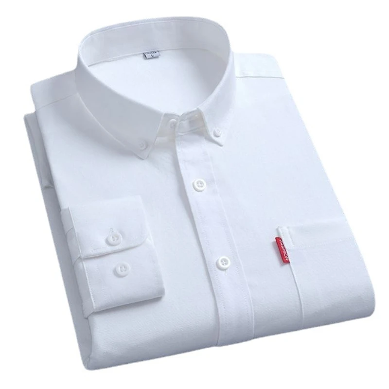 Мужские социальные формальные рубашки 100 хлопок с длинным рукавом Оксфорд Текстиль Повседневные рубашки Рубашка с одним карманом и длинным рукавом Мужчины Хлопок