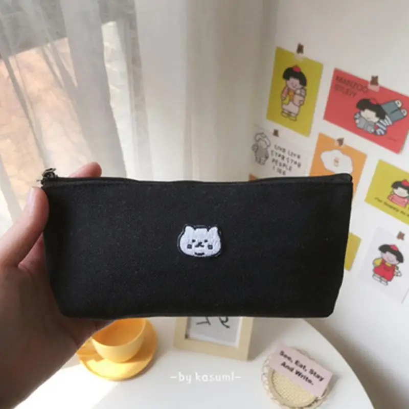 1~10PCS Kawaii Bear Cat Вышитый холст Симпатичная сумка для карандашей Корейский чехол для хранения Симпатичный канцелярские товары Ручка Сумка Карандаш Чехол Школа