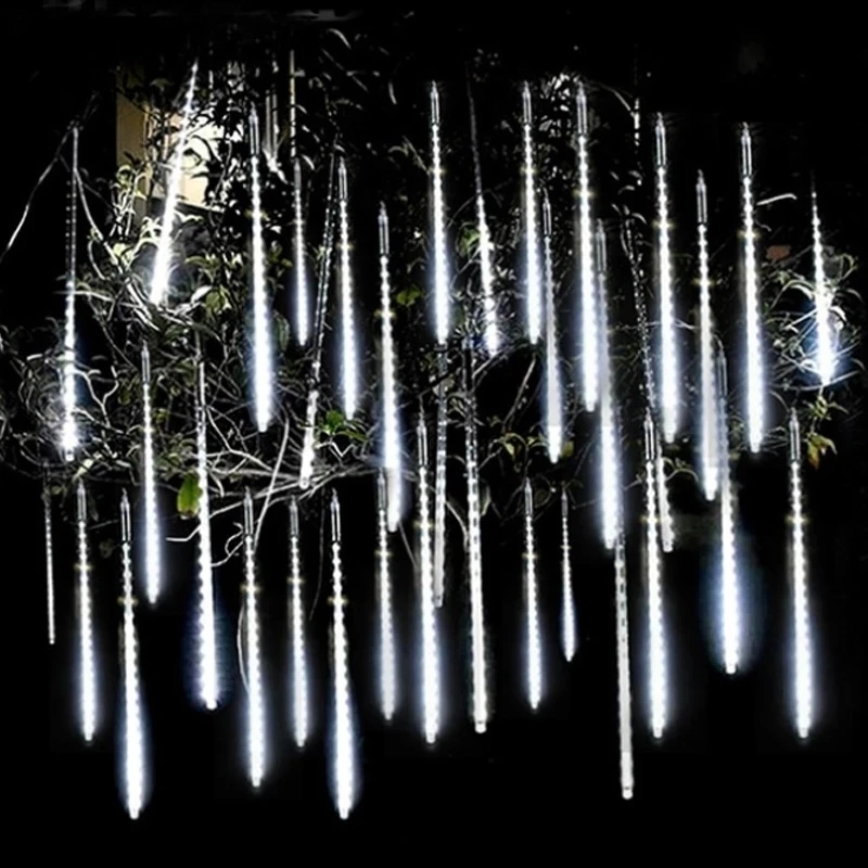 LED Метеоритный Дождь Дождевые Огни Водонепроницаемый Падающий Дождь Фея Гирлянда Гирлянда Для Рождества Праздник Вечеринка Патио Декор 30 см