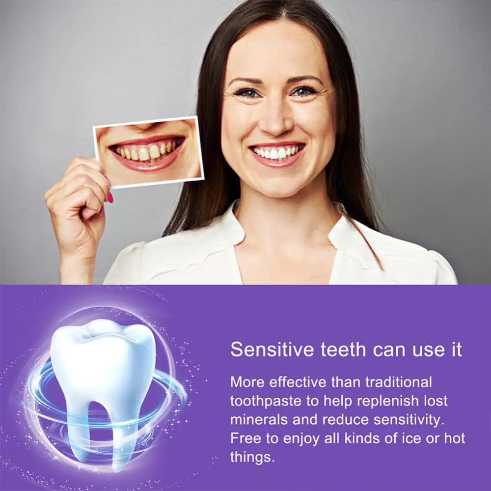 фиолетовый корректор зубов отбеливающая зубная паста уход за эмалью легкий уход улыбки пятна от зубного налета уменьшение пожелтения чистка полости рта
