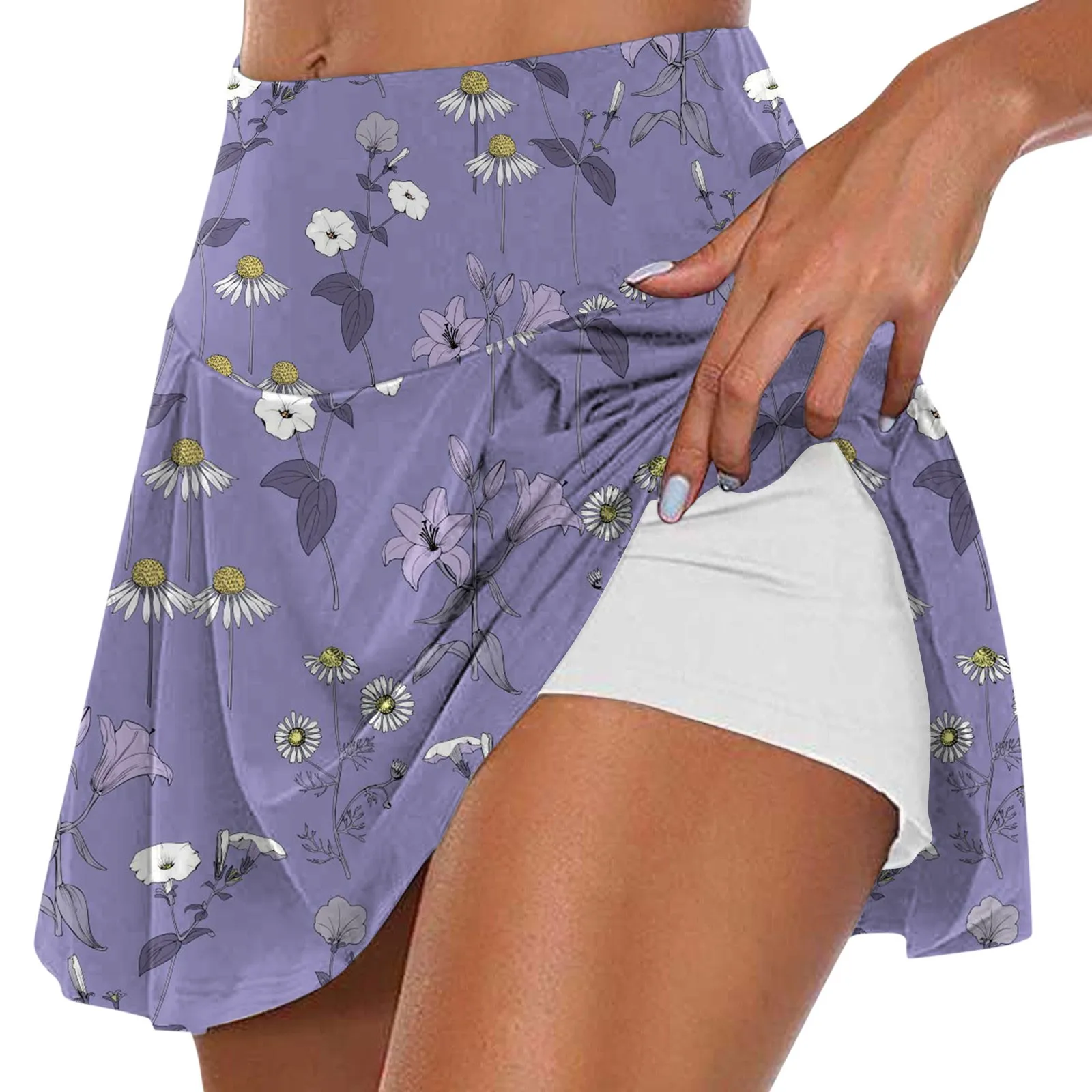  Тренировочная юбка для бега Женская повседневная юбка с цветочным принтом Спорт Фитнес Йога Теннис Юбка Гольф Бадминтон Плиссированная короткая юбка