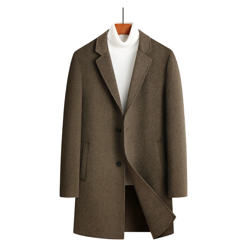 Высококачественный черный двусторонний твидовый длинный пиджак тренч деловой повседневный пальто серый кофе ветровка M-XXXL