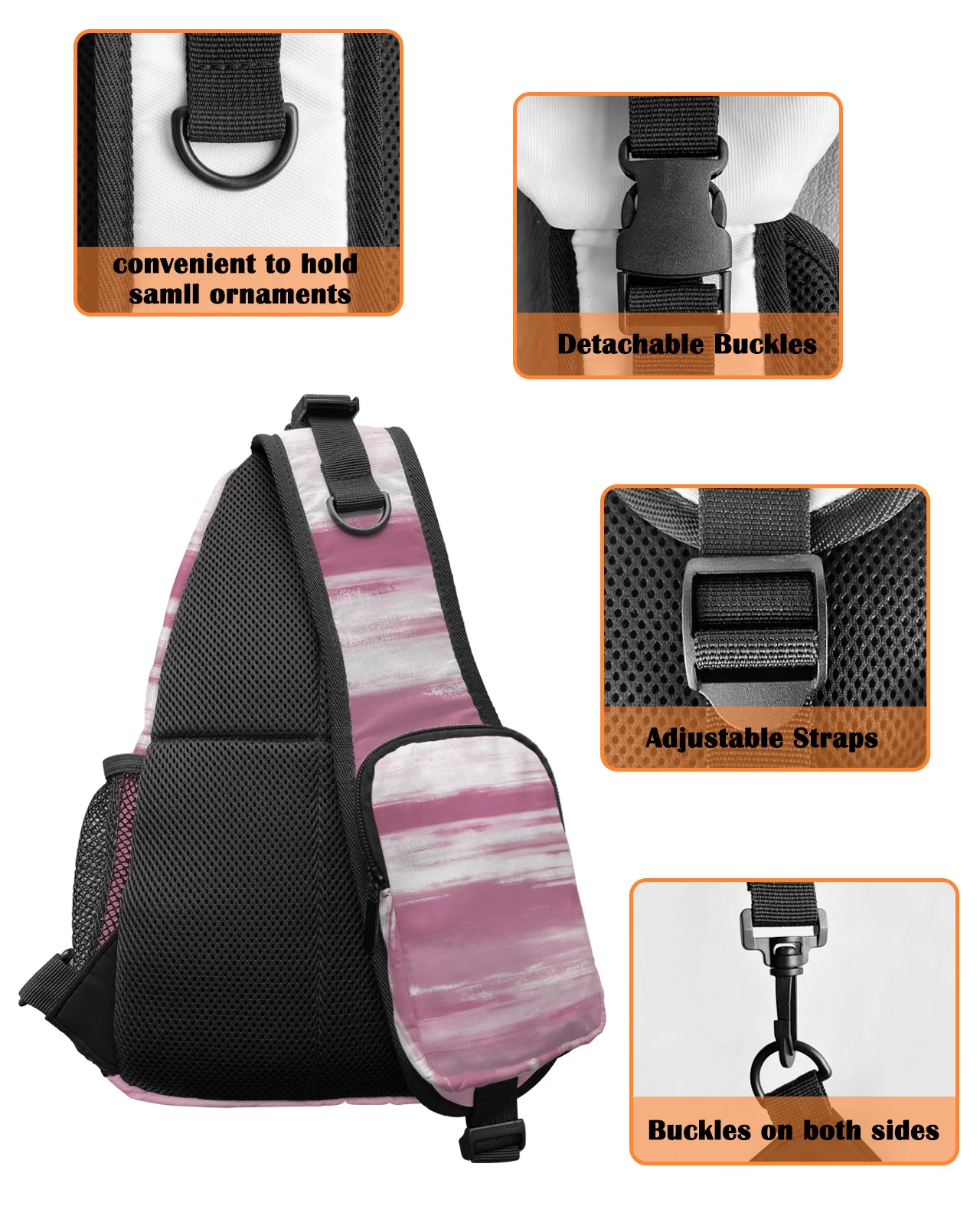 Абстрактные розовые текстурные нагрудные сумки для женщин и мужчин водонепроницаемые сумки-мессенджеры женские спортивные сумки через плечо