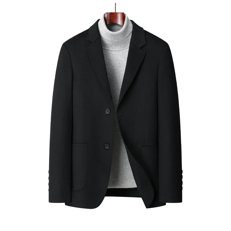 Высококачественный черный двусторонний твидовый длинный пиджак тренч деловой повседневный пальто серый кофе ветровка M-XXXL