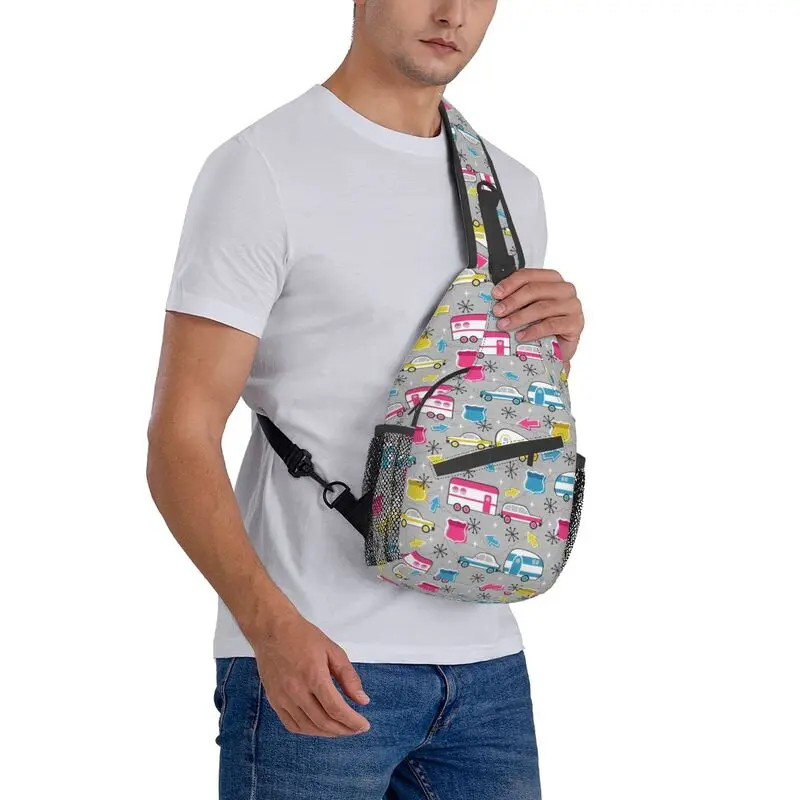 Happy Camper Кемпинг Слинг Нагрудная сумка Пользовательский рюкзак через плечо для мужчин Дорожный рюкзак